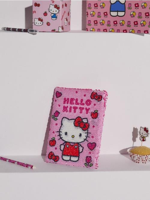 Sinsay - Zápisník s flitrami Hello Kitty - ružová
