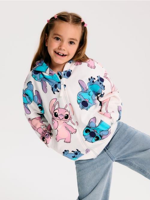 Sinsay - Mikina s kapucňou Stitch - krémová