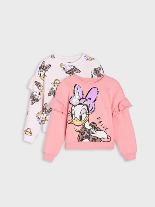 Sinsay - Mikina crewneck Daisy 2 pack - popolavá ružová