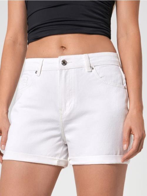 Sinsay - Rifľové kraťasy high waist mom - biela