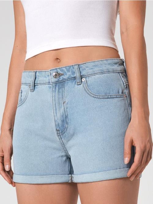 Sinsay - Rifľové kraťasy high waist mom - modrá