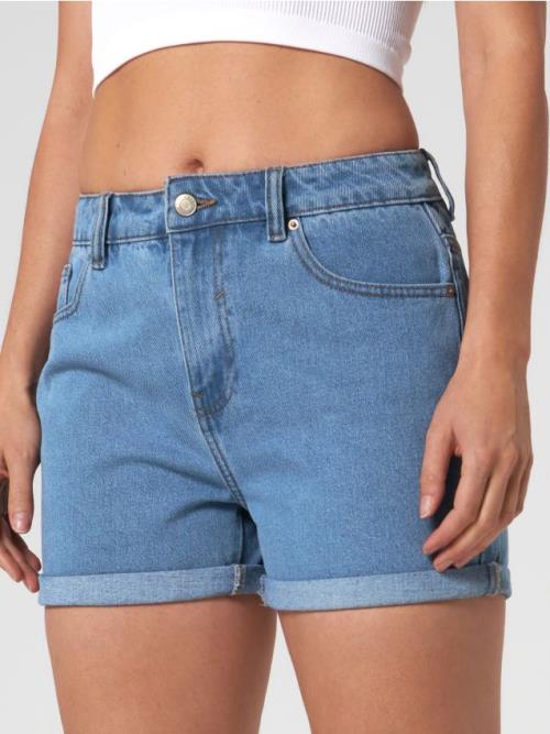 Sinsay - Rifľové kraťasy high waist mom - modrá