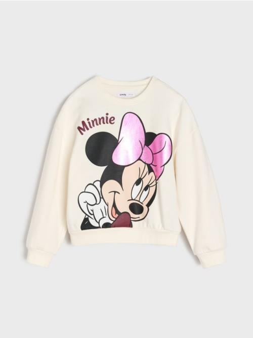 Sinsay - Bavlnená mikina Minnie Mouse - krémová