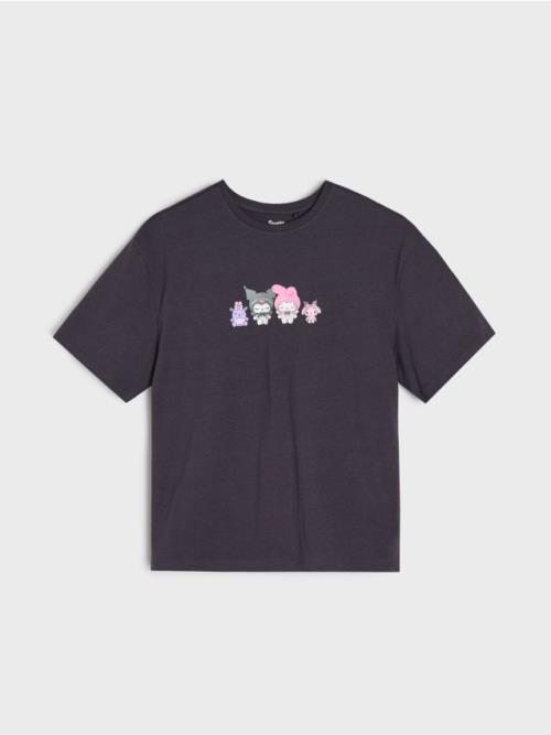 Sinsay - Tričko Hello Kitty - antracitová