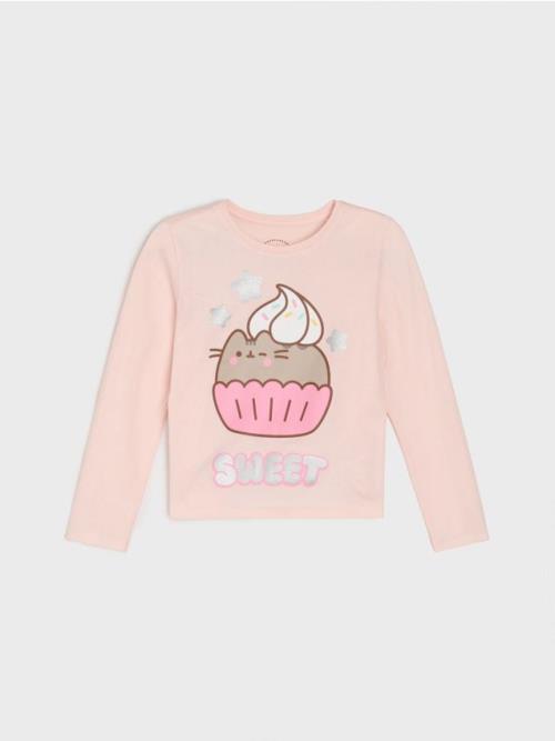 Sinsay - Tričko s dlhými rukávmi Pusheen the Cat - broskyňová