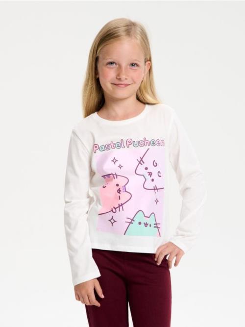 Sinsay - Tričko s dlhými rukávmi Pusheen the Cat - krémová