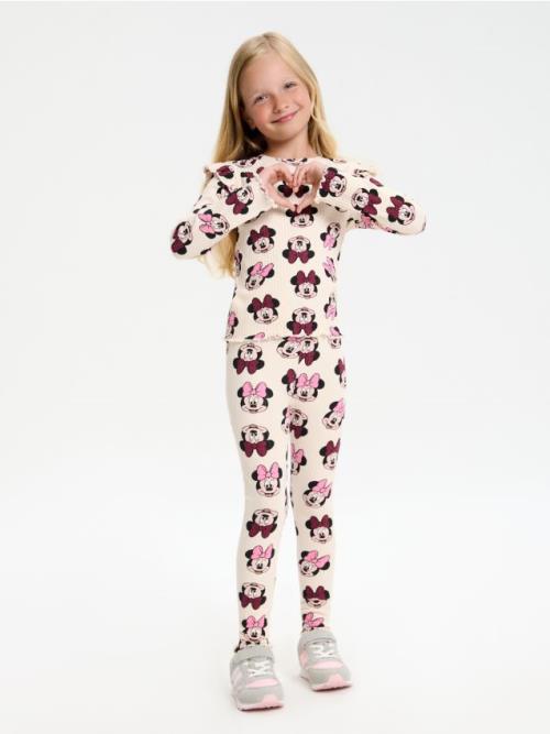 Sinsay - Legíny z prúžkovaného úpletu Minnie Mouse - pastelová ružová
