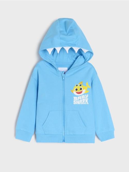 Sinsay - Základná mikina s kapucňou na zips Baby Shark - modrá