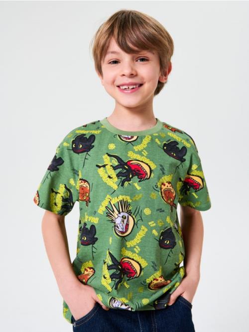 Sinsay - Tričko How to train your dragon - green spruce