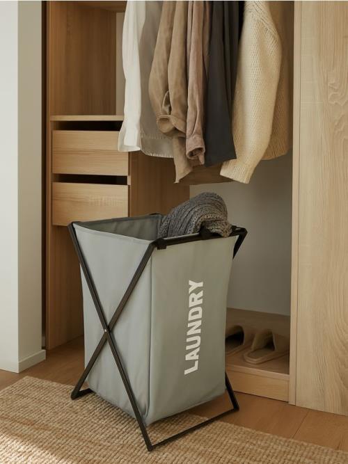 Sinsay - Kôš na bielizeň s nápisom LAUNDRY - tmavosivá