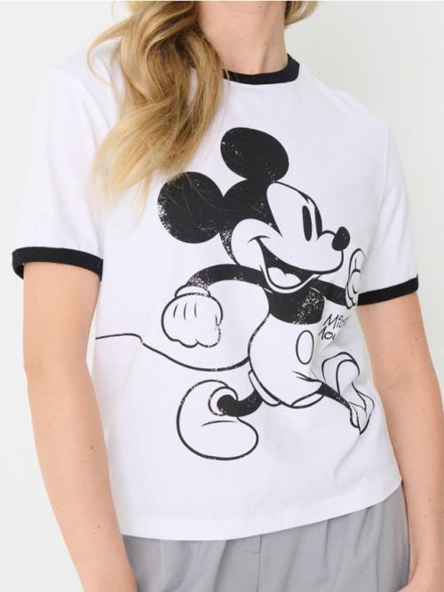 Sinsay - Tričko s potlačou Mickey Mouse - krémová