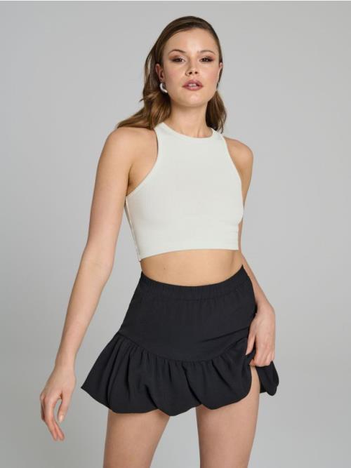 Sinsay - Crop top z prúžkovaného úpletu - bledozelená