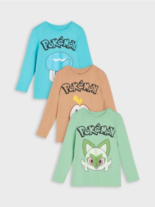 Sinsay - Súprava 3 tričiek s dlhými rukávmi Pokémon - viacfarebná