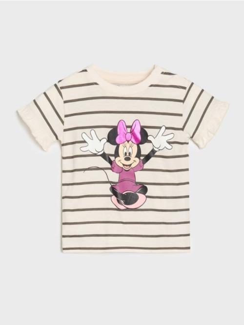 Sinsay - Pásikavé tričko Minnie Mouse - krémová