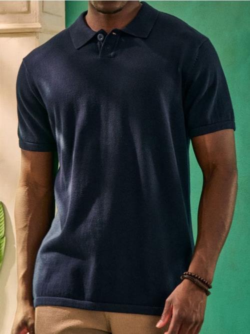 Sinsay - Bavlnené polo tričko regular fit - tmavomodrá
