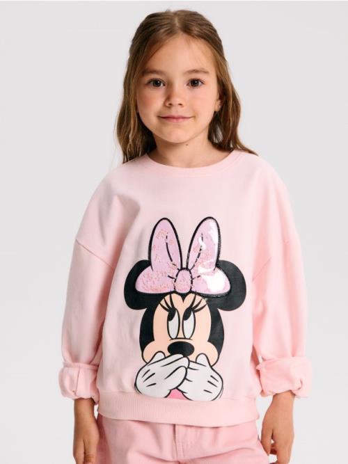 Sinsay - Mikina s ozdobnou mašľou Minnie Mouse - pastelová ružová