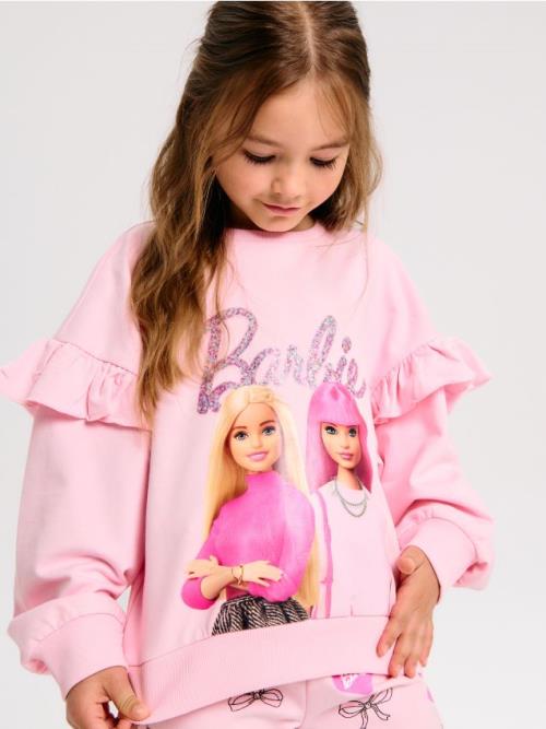 Sinsay - Mikina s ozdobnými volánmi Barbie - ružová