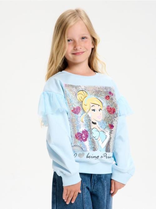Sinsay - Mikina s flitrovou aplikáciou Disney Princess - svetlomodrá