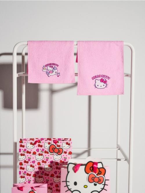 Sinsay - Bavlnené uteráky 2 ks Hello Kitty - pastelová ružová