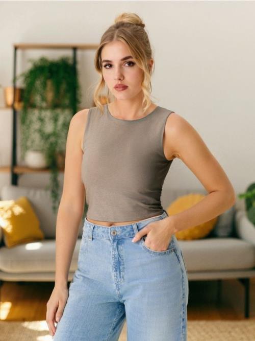 Sinsay - Crop top - béžová