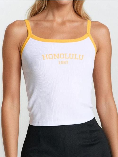 Sinsay - Bavlnený crop top s nápisom - biela