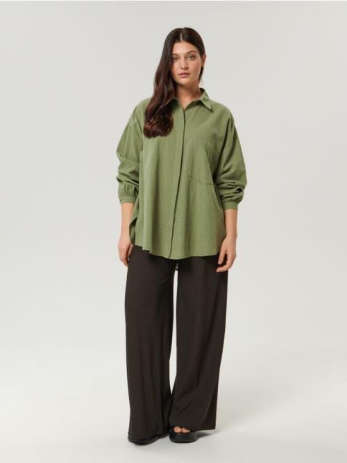 Sinsay - Nohavice high waist loose - hnedá