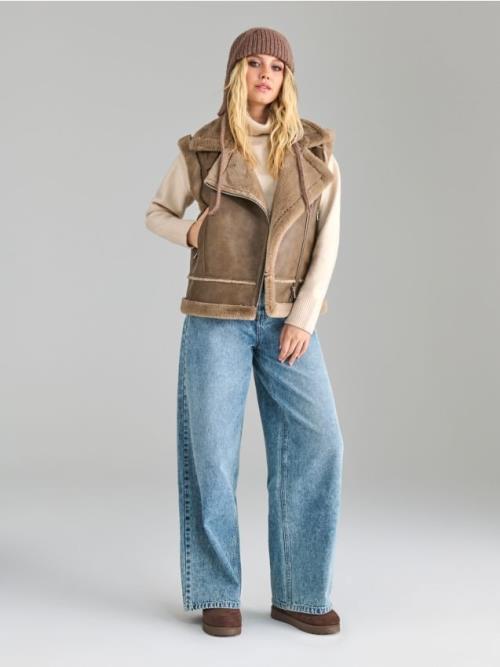 Sinsay - High waist džínsy - modrá