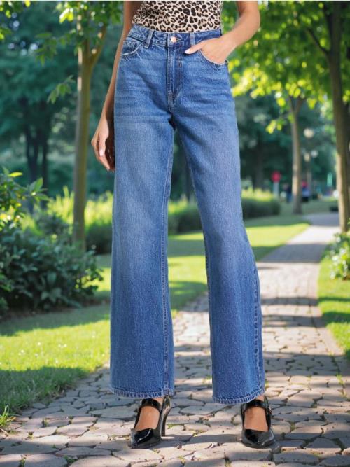 Sinsay - Rifle wide leg - tmavomodrá