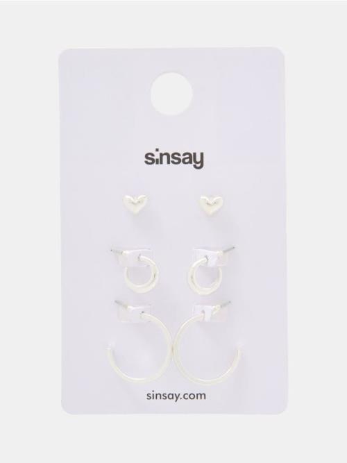 Sinsay - Súprava 3 párov náušníc - strieborná