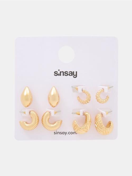 Sinsay - Súprava 4 párov náušníc - zlatá
