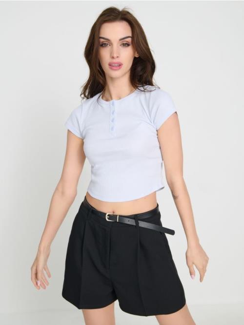 Sinsay - Crop top s gombíkmi - svetlomodrá