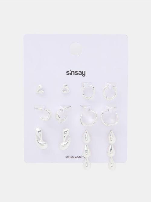 Sinsay - Súprava 6 párov náušníc - strieborná