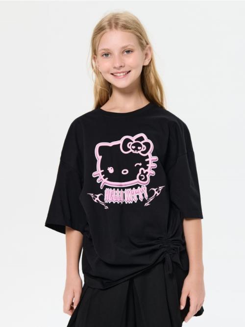 Sinsay - Bavlnená košeľa s potlačou Hello Kitty - čierna