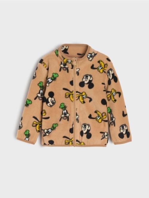 Sinsay - Fleecka na zips Mickey Mouse - hnedá