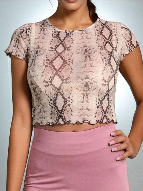 Sinsay - Crop top s hadím vzorom - viacfarebná
