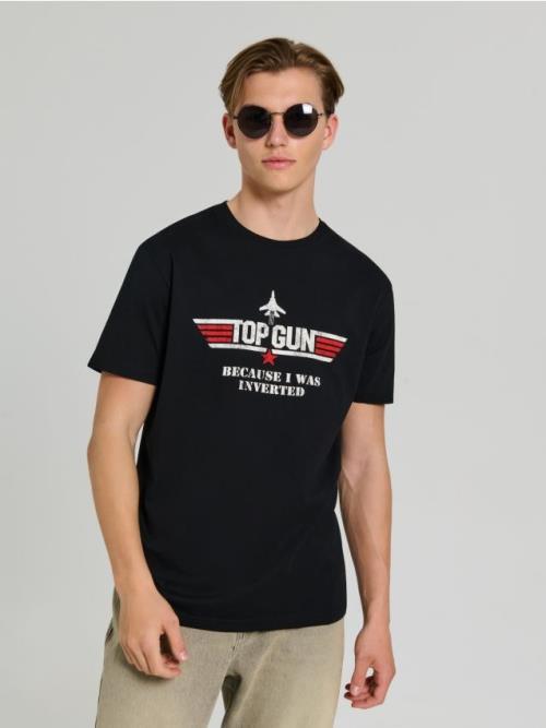 Sinsay - Tričko s potlačou Top Gun - čierna