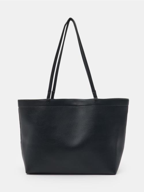 Sinsay - Shopper taška z imitácie kože - čierna