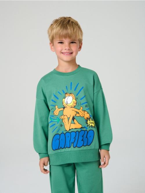 Sinsay - Mikina s potlačou Garfield - zelená
