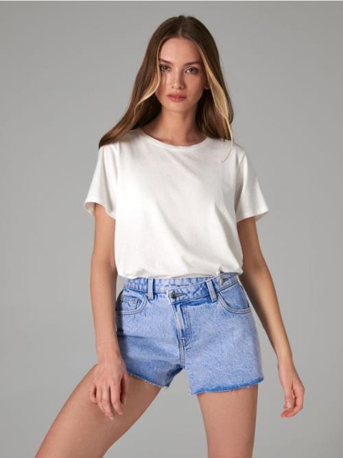 Sinsay - Denimové šortky high waist - modrá