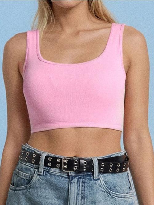 Sinsay - Bavlnený crop top - ružová
