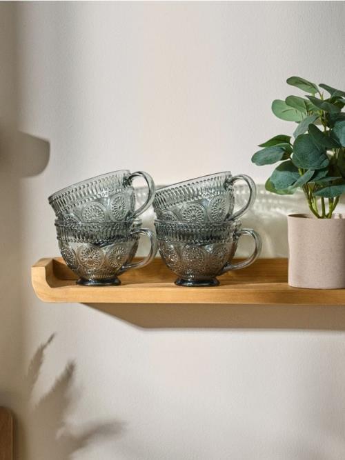 Sinsay - Sklenené retro hrnčeky – balenie 4 kusy - tmavosivá