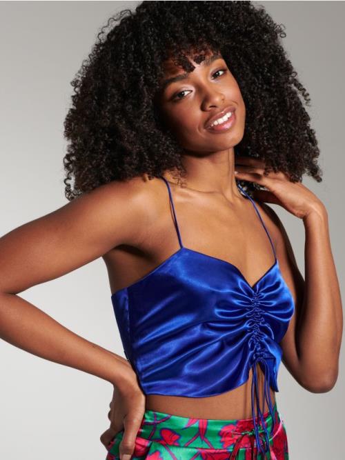 Sinsay - Crop top s viazaním - hyacintová