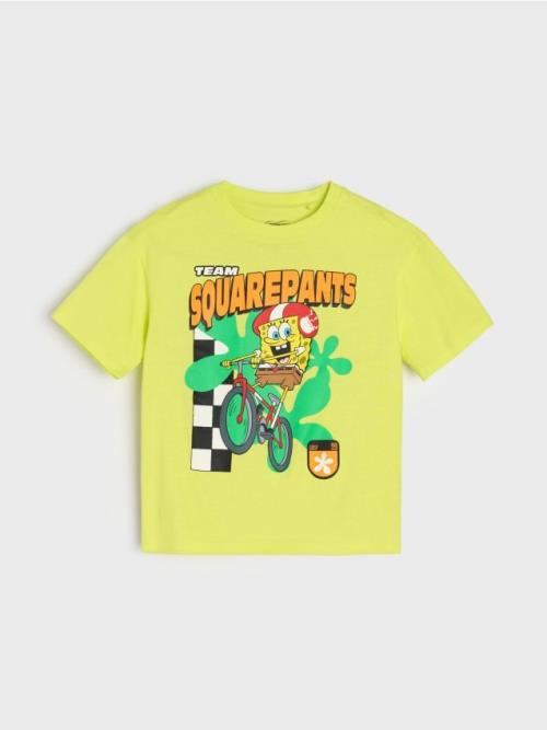 Sinsay - Tričko s krátkymi rukávmi a potlačou SpongeBob SquarePants - žltá