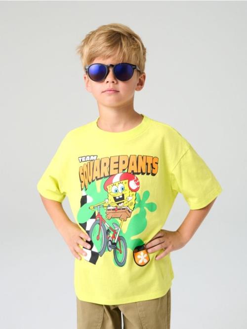 Sinsay - Tričko s krátkymi rukávmi a potlačou SpongeBob SquarePants - žltá