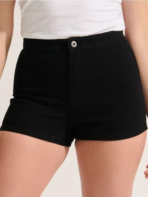 Sinsay - Rifľové kraťasy high waist - čierna