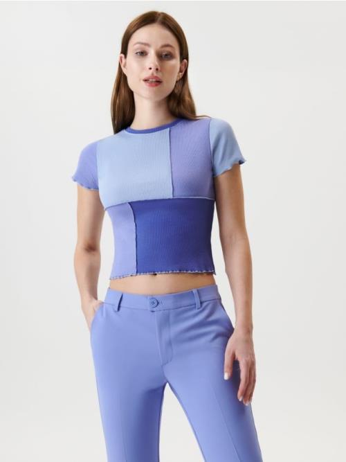 Sinsay - Crop top z prúžkovaného úpletu - levanduľová