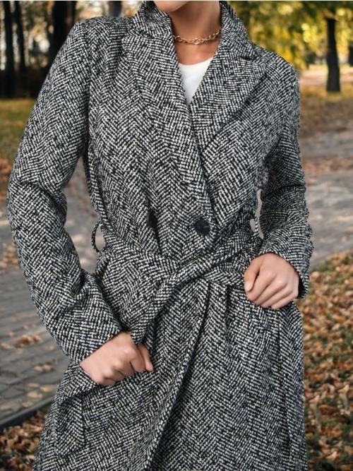 Sinsay - Kabát so zaväzovacím opaskom - svetlošedá