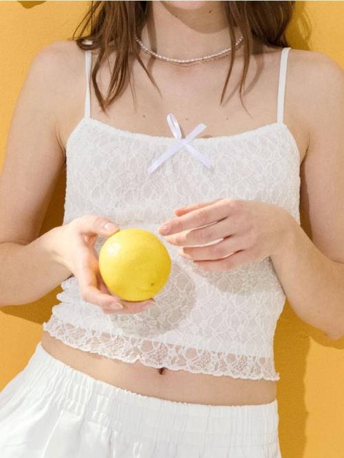 Sinsay - Čipkovaný Crop top - krémová