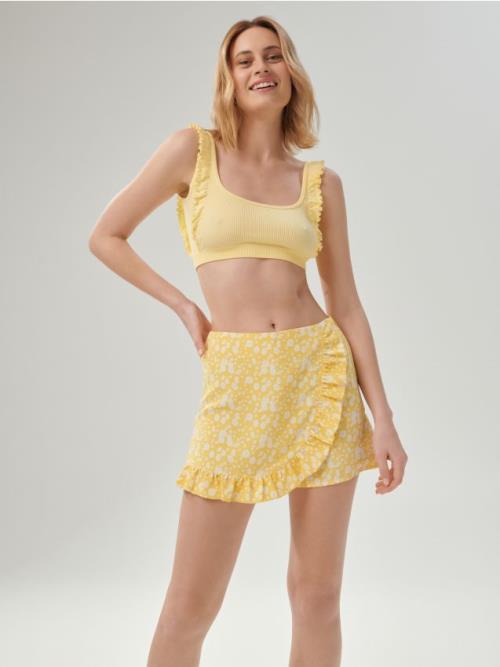 Sinsay - Crop top s volánmi - žltá