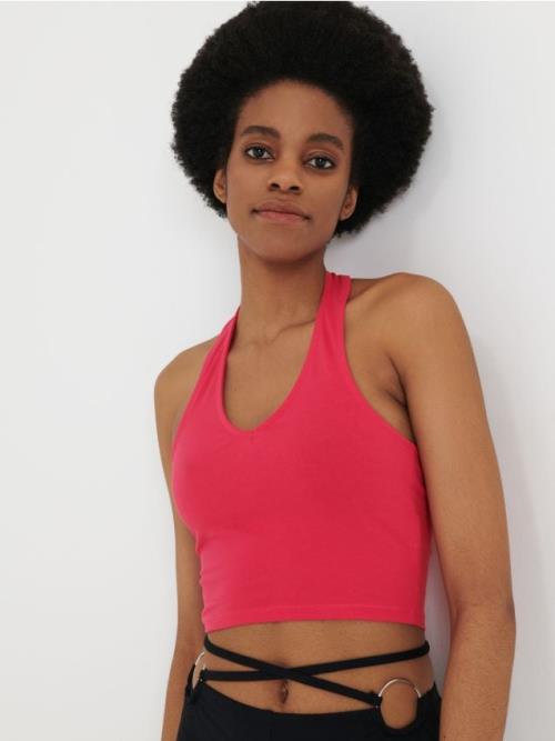 Sinsay - Hladký crop top - fuksiová